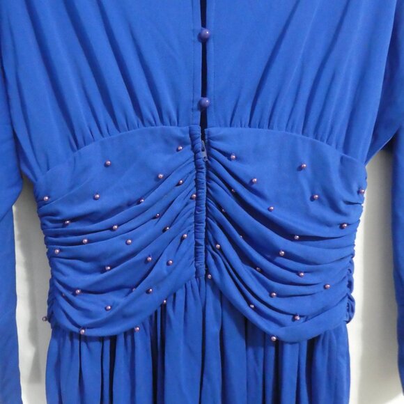 RANDY COLLECTIONS | size 14 | Elegant Blue Long Sleeve Event Party Dress - Picture 14 of 16